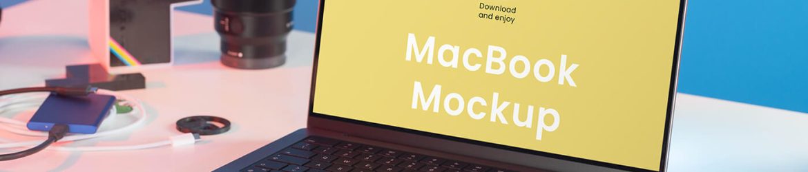 Free Studio Table MacBook Mockup PSD