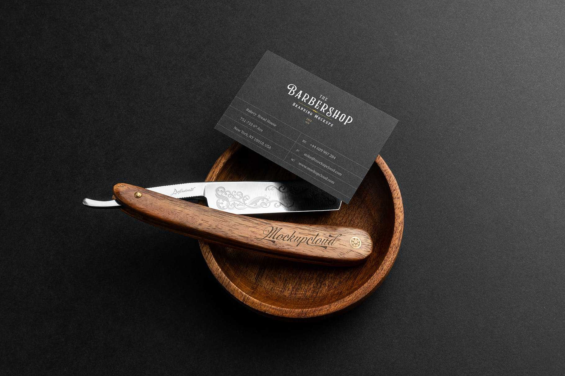 Free Stylish Barbershop Logo Branding Mockup PSD