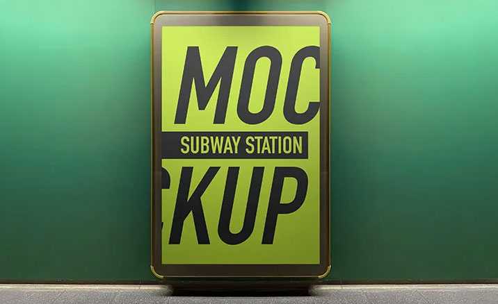 Free Subway Station Mupi Signage Mockup PSD