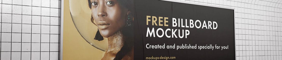 Free Subway Wall Billboard Mockup 2 PSD