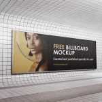 Free Subway Wall Billboard Mockup 2 PSD