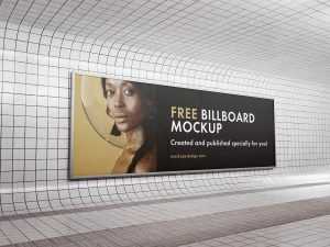 Free Subway Wall Billboard Mockup 2 PSD
