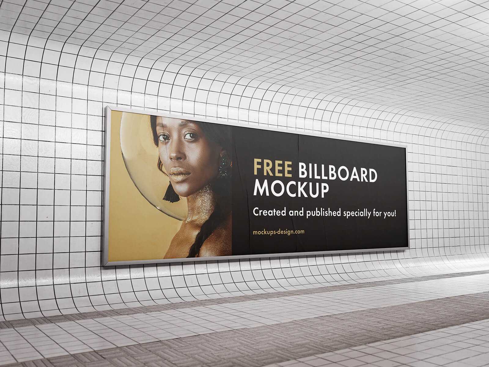 Free Subway Wall Billboard Mockup 2 PSD