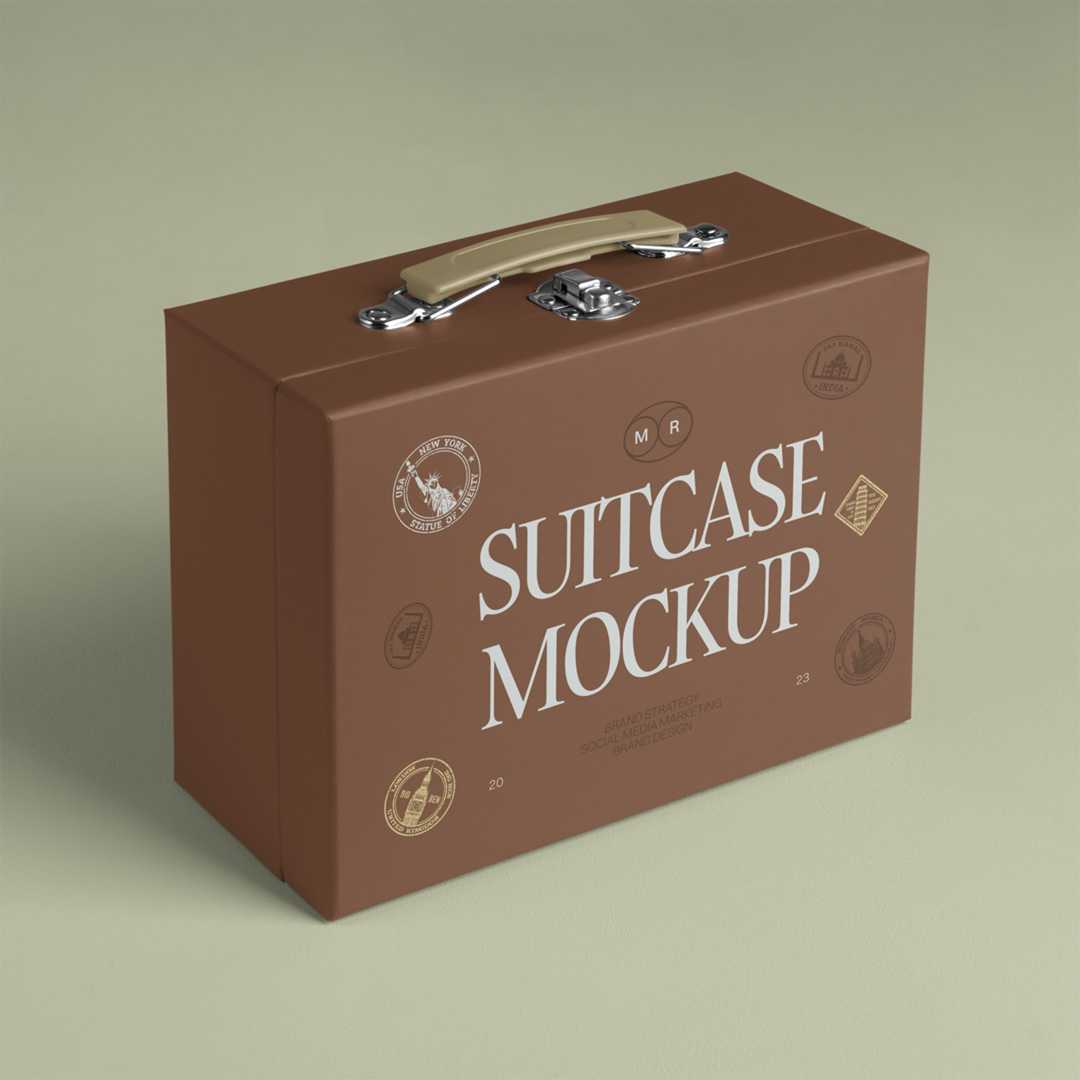 Free Suitcase Box Mockup