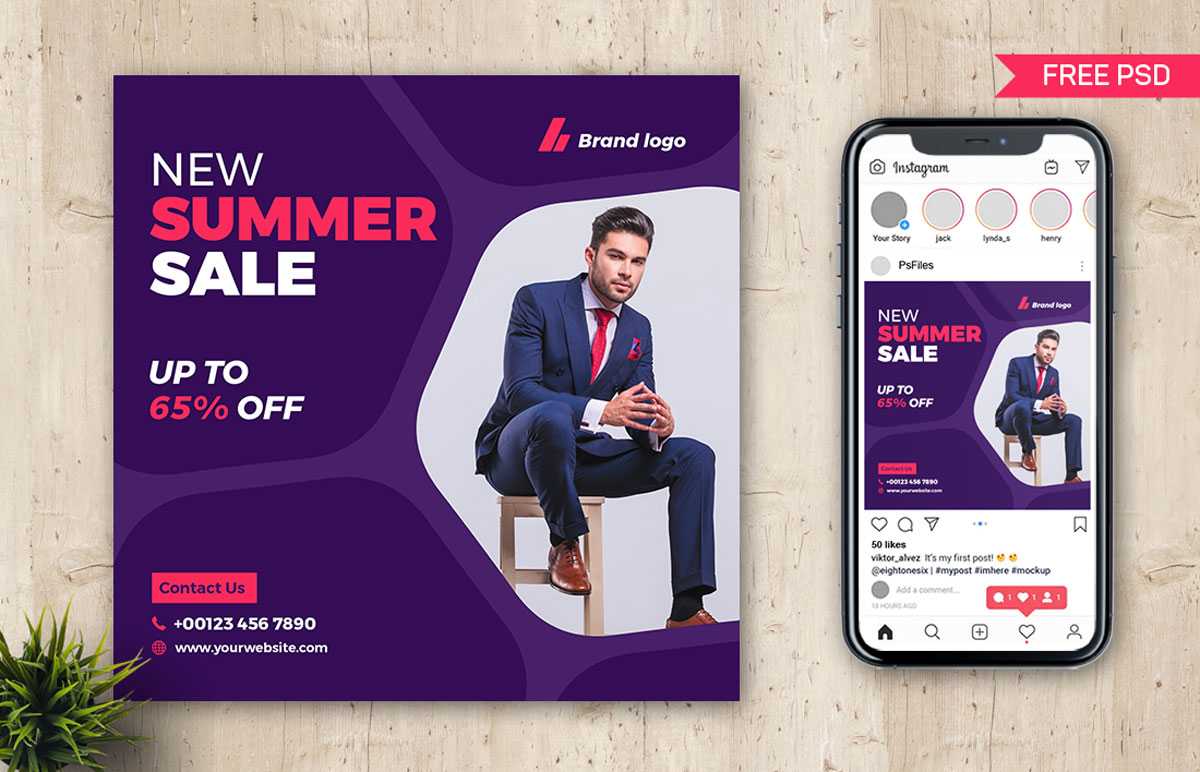 Free Summer Sale Social Post Design PSD Template