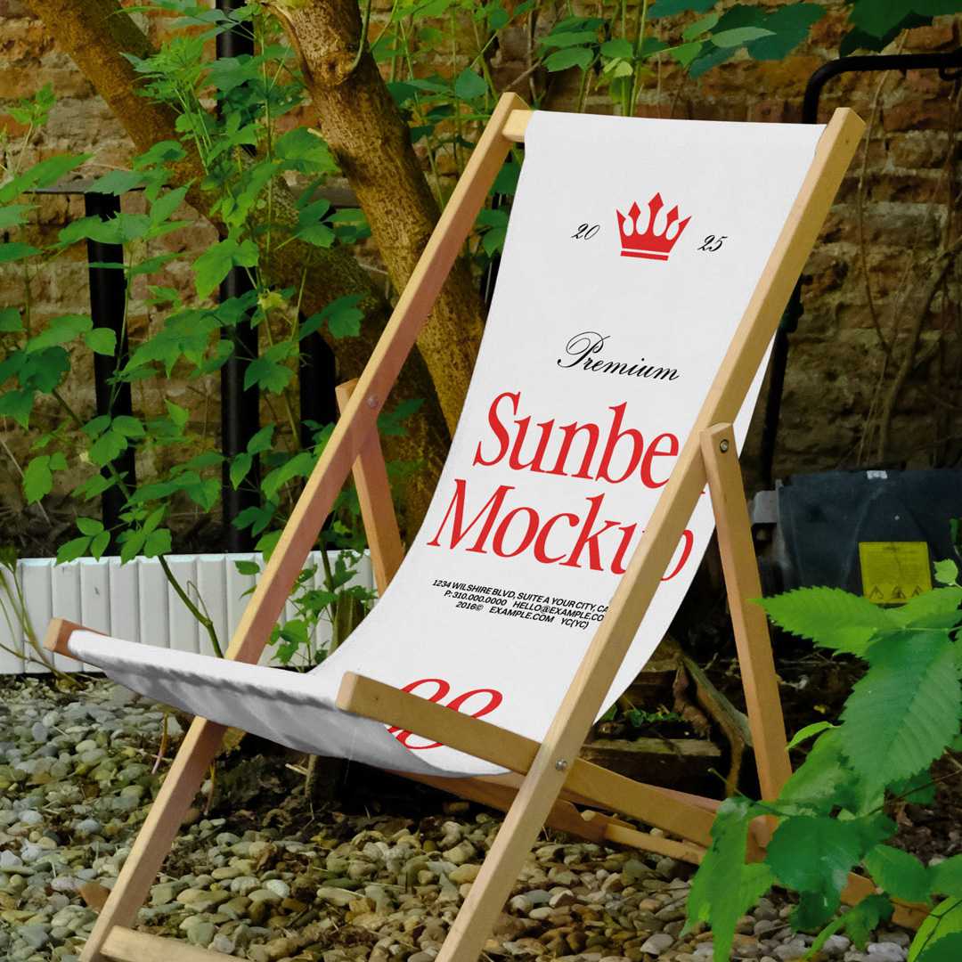 Free Sunbed in Garden Mockup