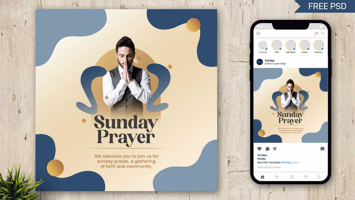 Free Sunday Church Prayer Flyer Social Media Post Design PSD