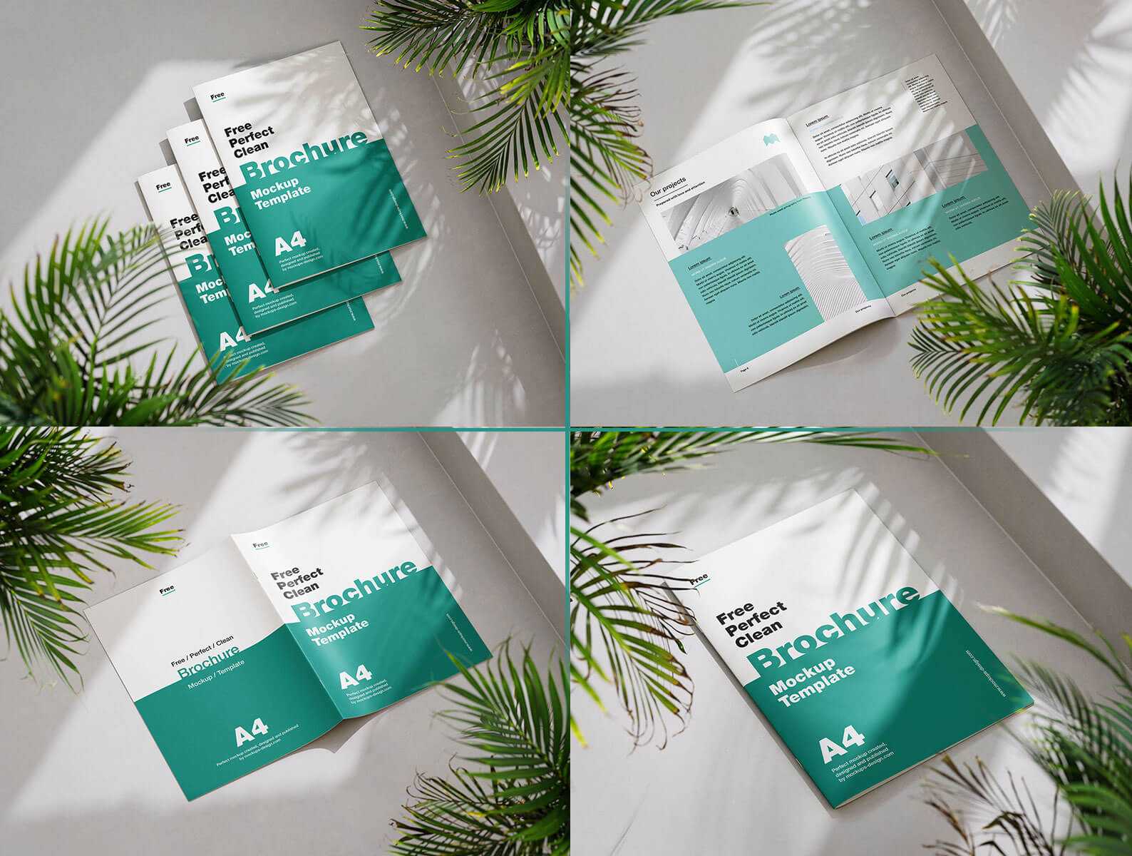 Free Sunny Scene with A4 Brochure Full Mockups PSD set