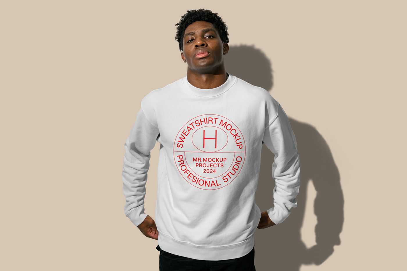 Free Sweatshirt on Men Mockup