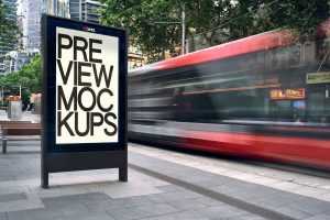 Free Sydney Street Side Ad Sign Mockups PSD files