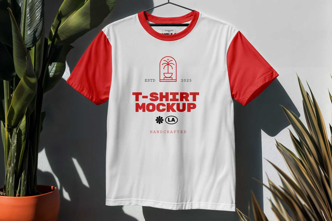 Free T-Shirt Hanging on Hanger Mockup