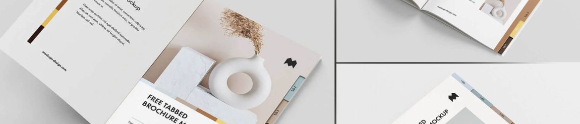 Free Tabbed A4 Brochure Book Mockups 5 PSD set