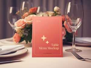 Free Table Number, Menu Mockup PSD