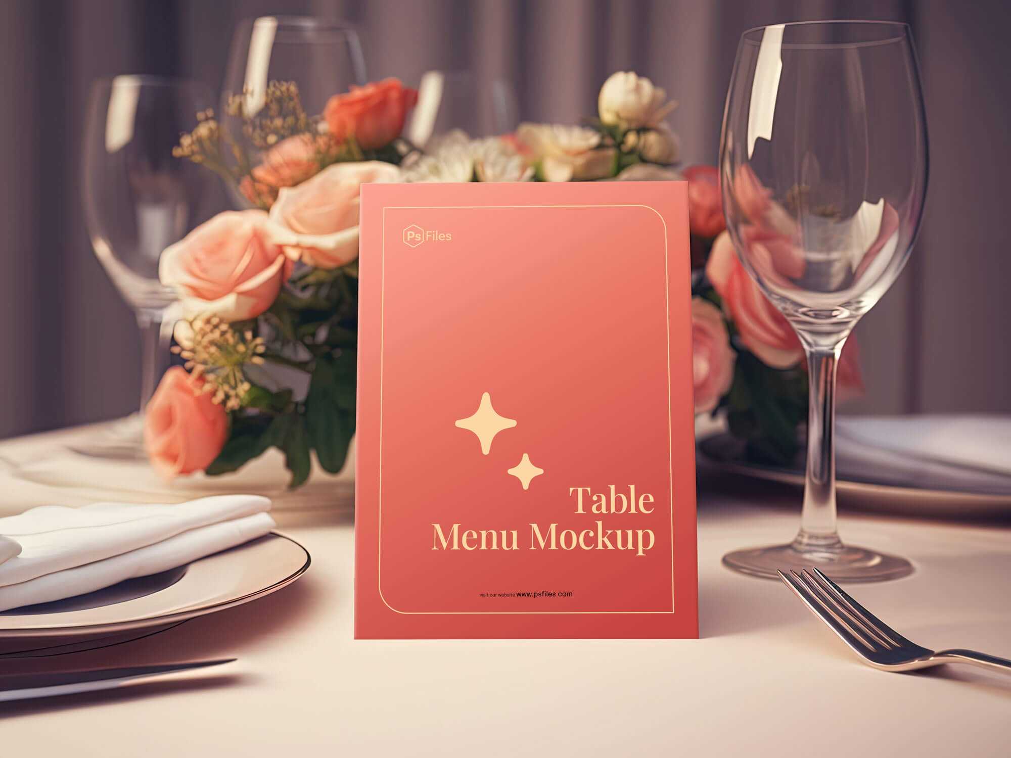 Free Table Number, Menu Mockup PSD