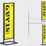Free Tall Metal Frame Stand Ad Sigboard Mockup PSD set