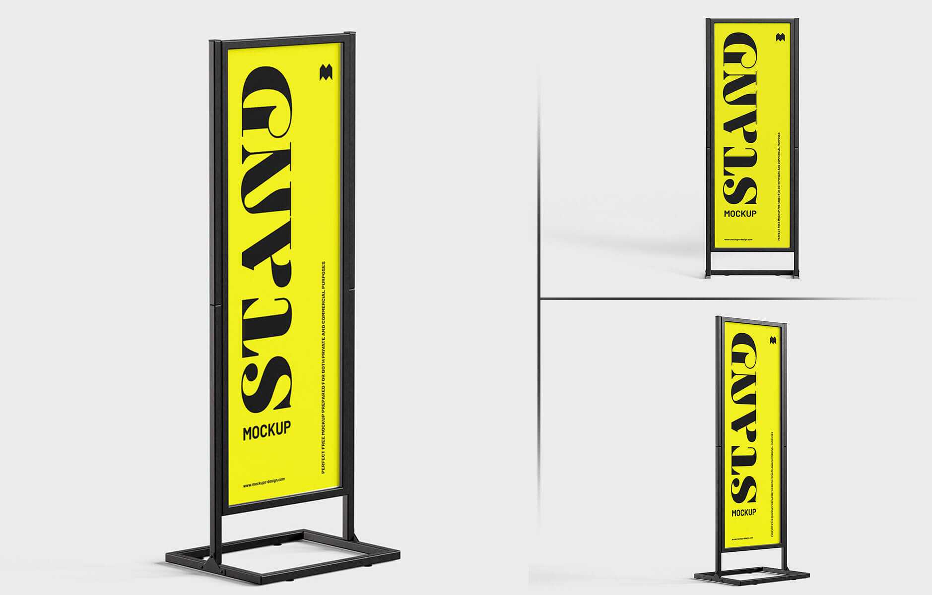 Free Tall Metal Frame Stand Ad Sigboard Mockup PSD set