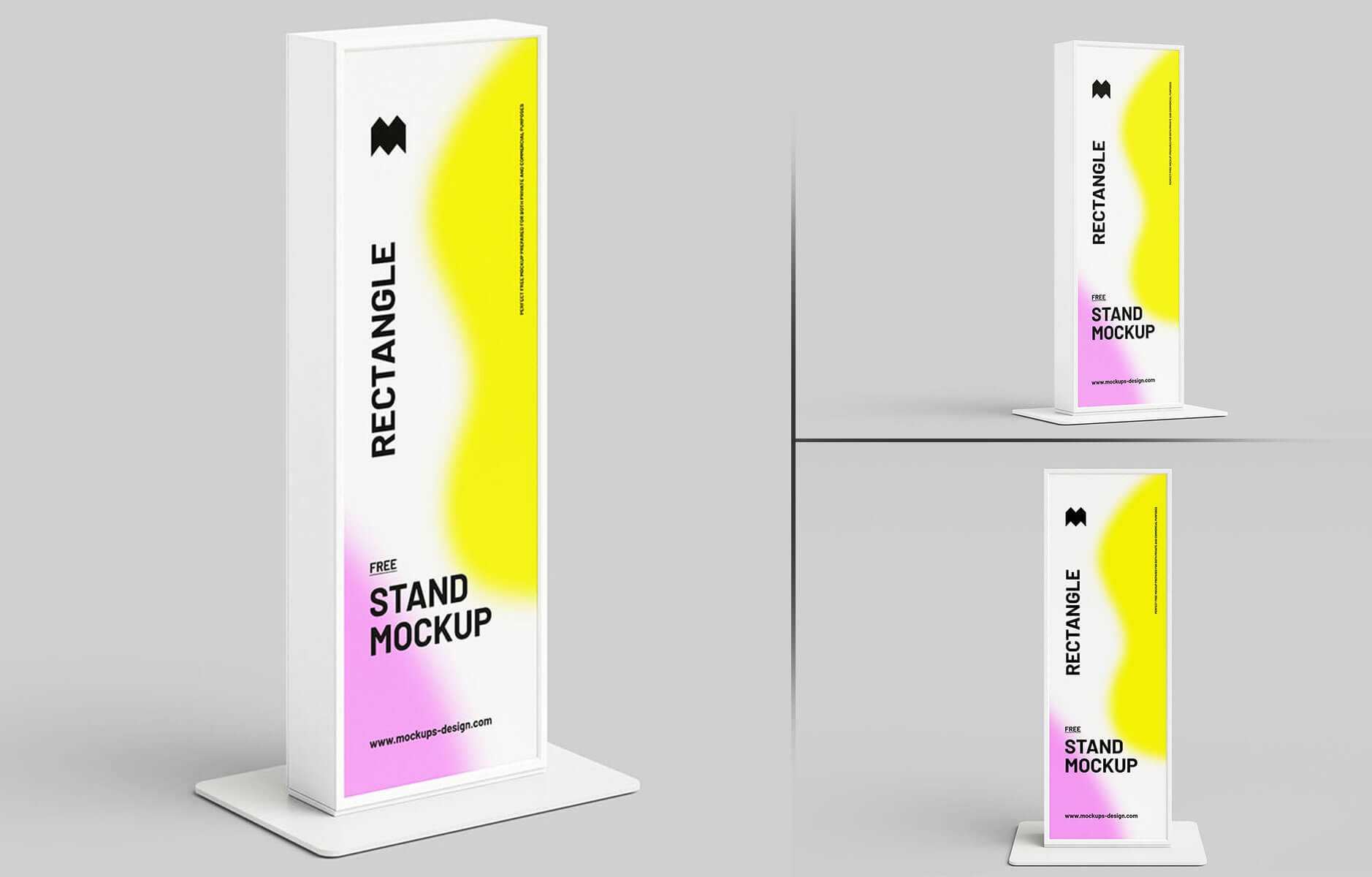 Free Tall Rectangle Acrylic Box Standee Mockups PSD set