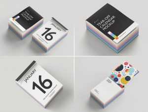 Free Tear-Off Desk Calendar Mockup 2025 PSD Set