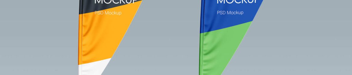 Free Teardrop Feather Flag Mockups PSD Set