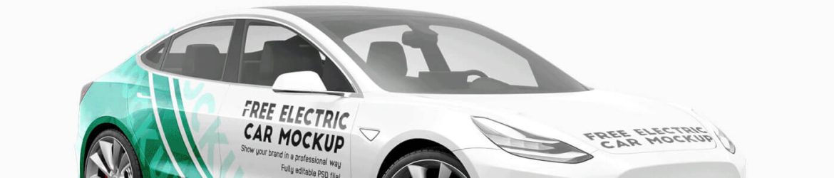 Free Tesla 3 EV Electric Car Mockup PSD