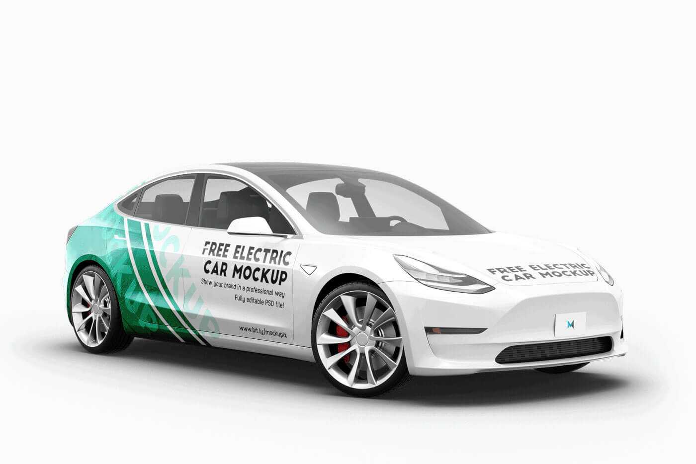 Free Tesla 3 EV Electric Car Mockup PSD