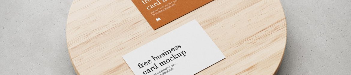 Free Textured Business Card Mockup PSD set On Wooden Board PSD
