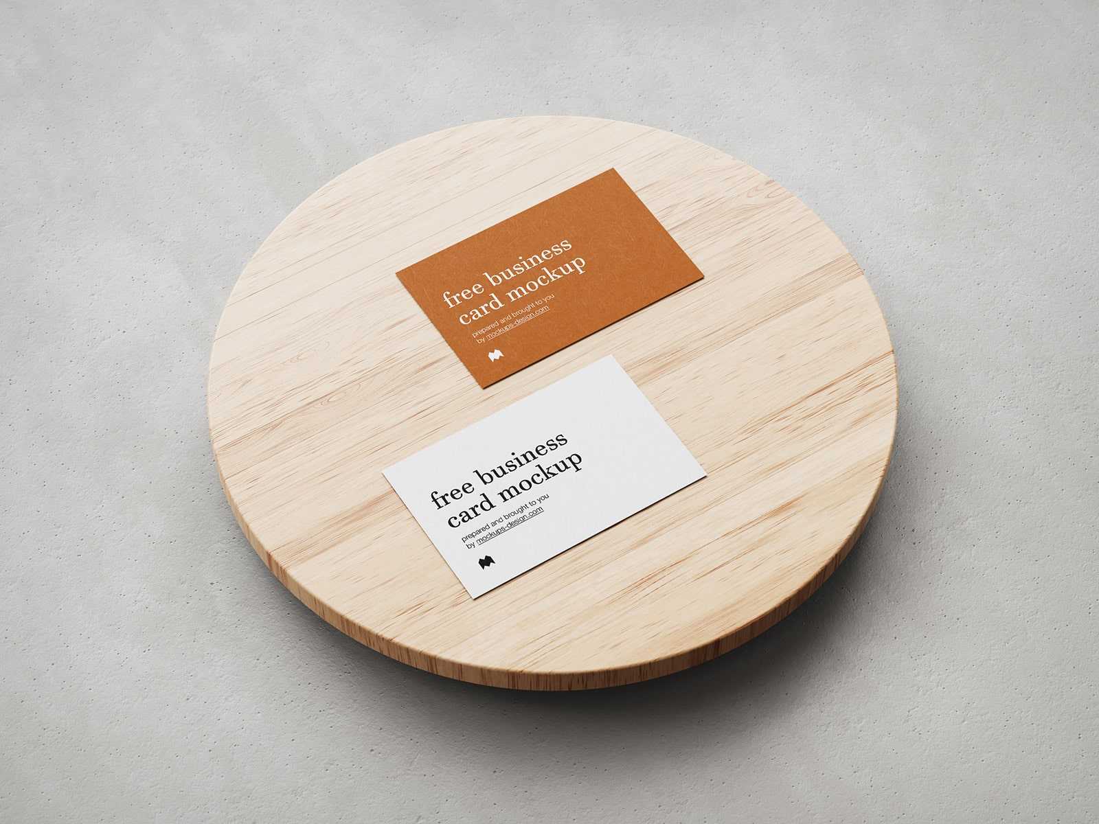 Free Textured Business Card Mockup PSD set On Wooden Board PSD