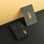 Free Textured Paper Gold Foil Business Card Mockup PSD