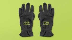 Free Thermal Gloves Mockup Two PSD Overhead and Perspective Views