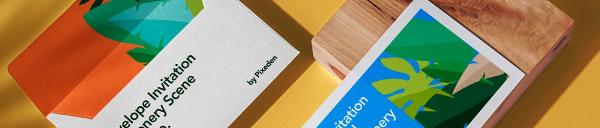 Free Thick Paper Invitation Card And Envelope Cover Mockup PSD