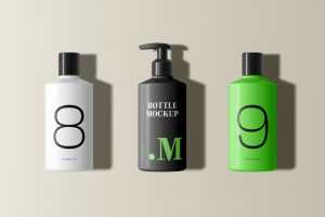 Free Three Big Bottle Mockups