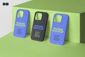 Free Three iPhone Cases Mockup