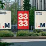 Free Three Posters in the Big City Mockup - Free PSD Download Free Three Posters in the Big City Mockup