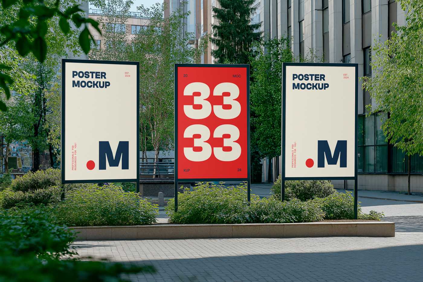 Free Three Posters in the Big City Mockup