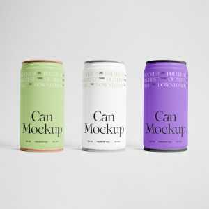 Free Three Small Metal Can Mockups