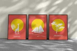 Free Three Vertical Poster Mockup