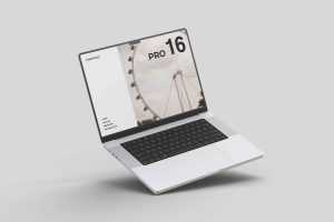 Free Tilted MacBook Pro Mockup PSD