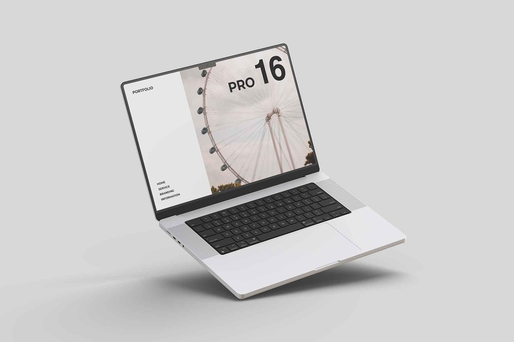 Free Tilted MacBook Pro Mockup PSD