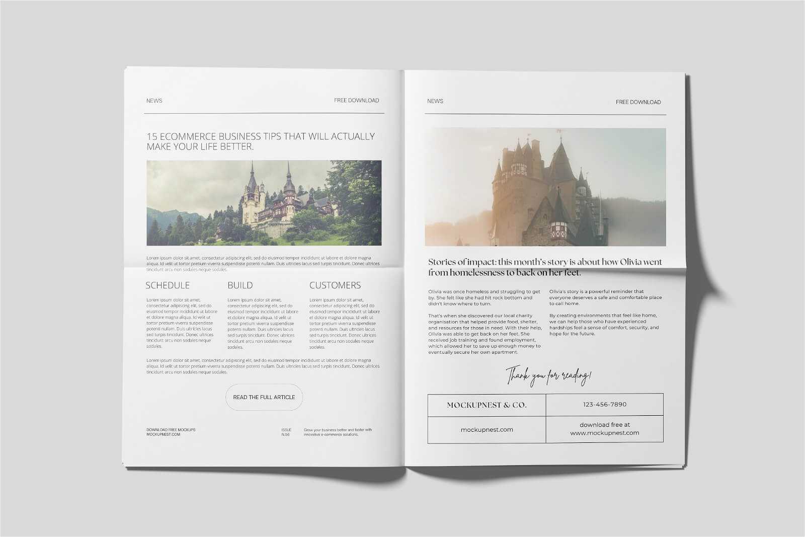 Free Title and Inner Pages Newspaper Mockup PSD Set
