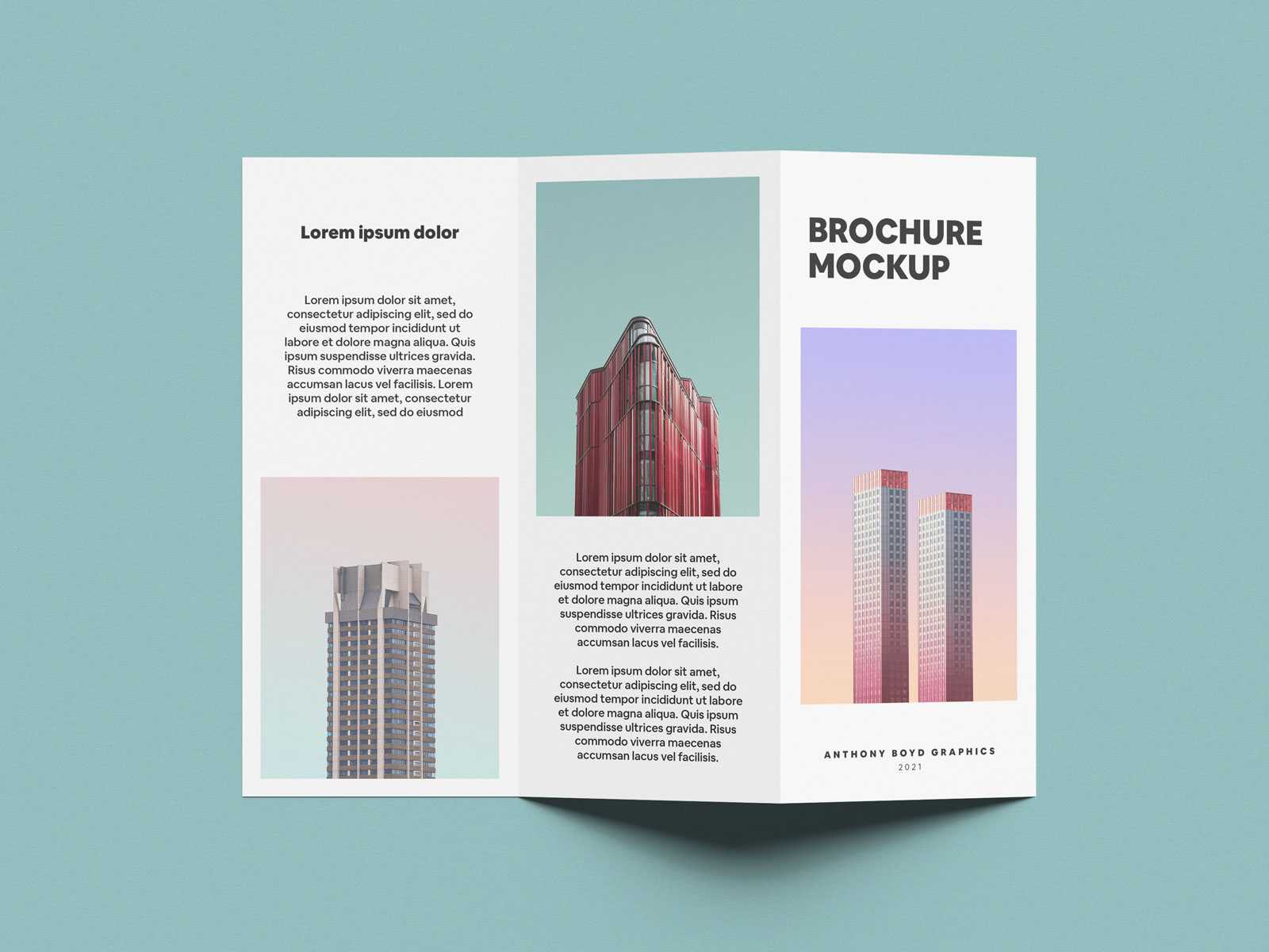 Free Top view Folded Tri Fold Brochure Mockup PSD - Free Photoshop Files