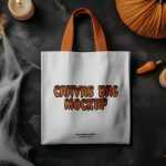 Free Top View Halloween Canvas Bag Mockup