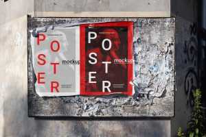 Free Torn Street Poster Mock-up PSD