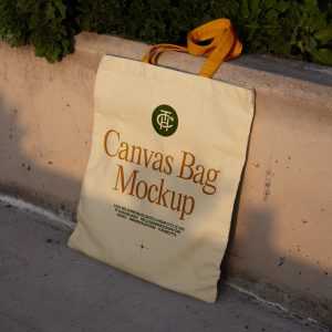 Free Tote Bag Based on Wall Mockup