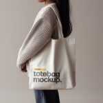 Free Tote Bag Mockup PSD Holding By a Kid