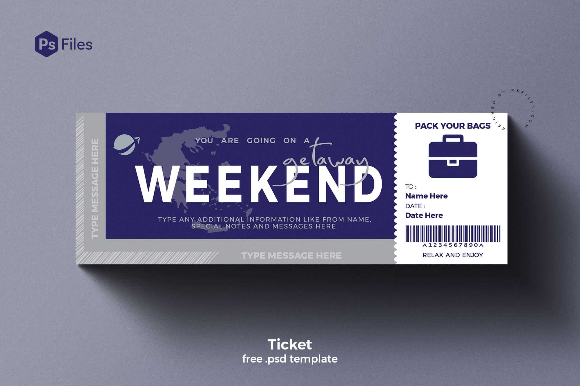 Free Tour Package Travel Ticket Gift Card Design PSD Template
