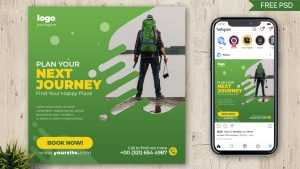 Free Tour Travel Agency Social Media Post Design PSD Template