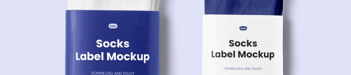 Free Tow Size Pair of Socks with Label Mockup PSD