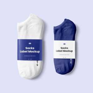 Free Tow Size Pair of Socks with Label Mockup PSD