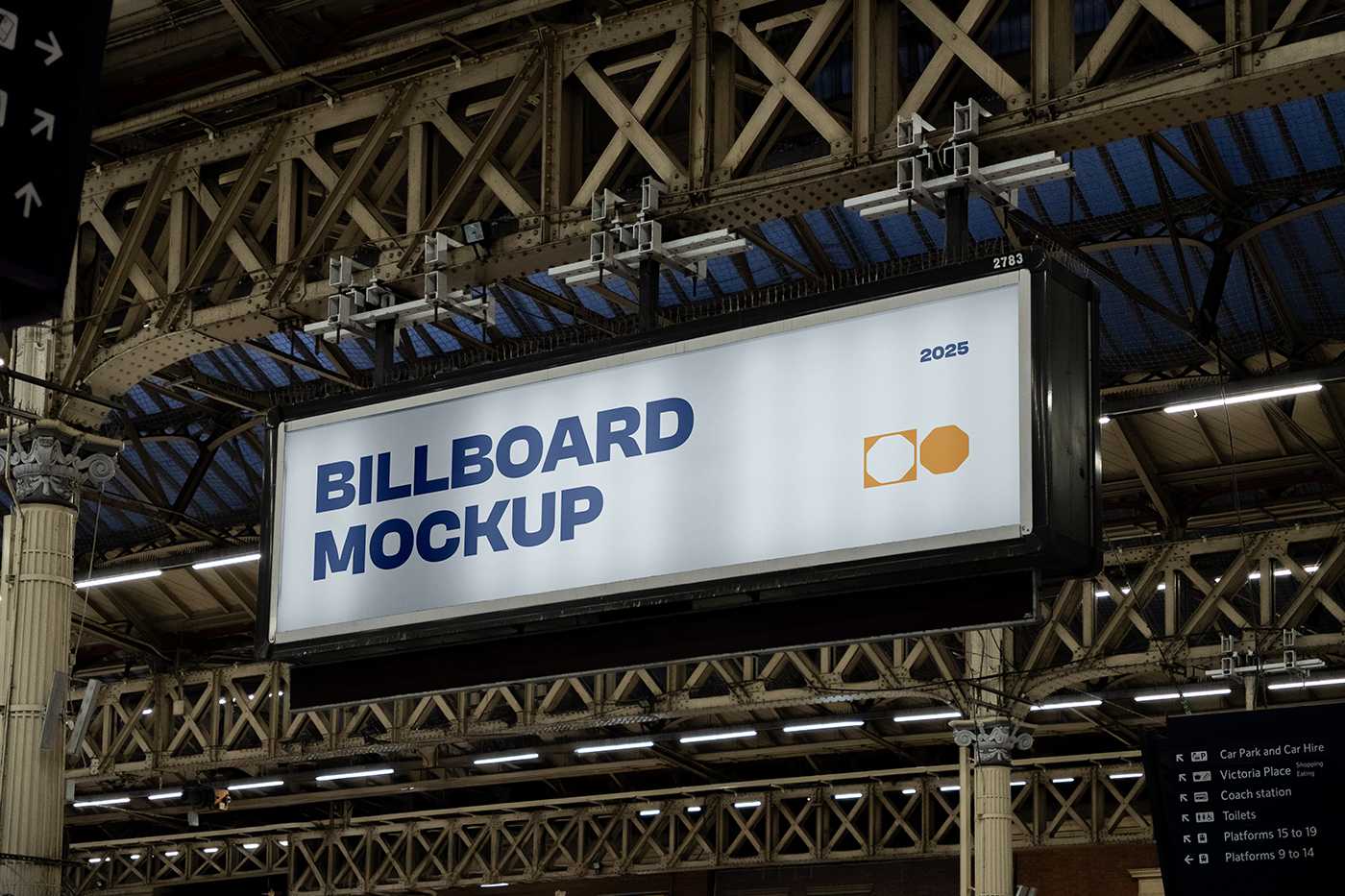 Free Train Station Billboard Mockup