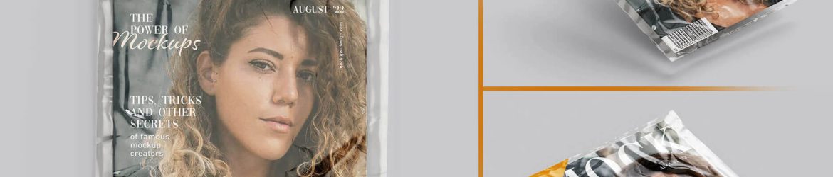 Free Transparent Cover Wrapped Magazine Mockup PSD Set